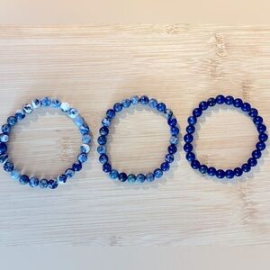 Lapis lazuli and Sodalite Short Stack Men’s Stretch Bracelets 8 mm beads XL